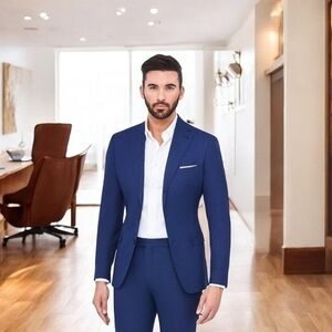 ENZO Men’s White Cotton Button Front Long Sleeve Dress Shirt Custom Fit Size M